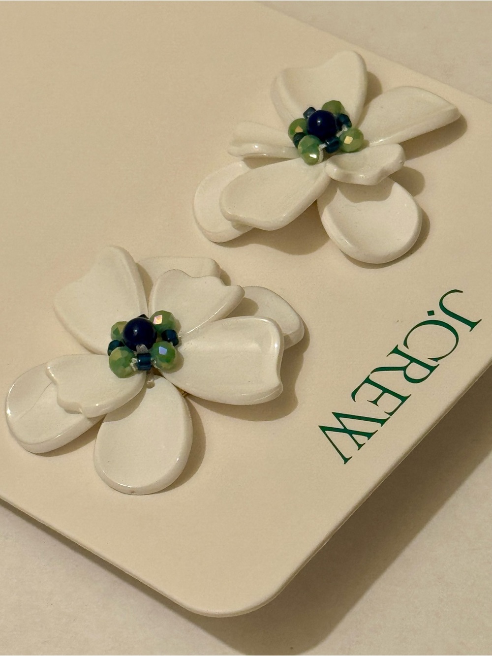 NWT J.Crew Beaded Flower Stud Earrings White (CR006 Sold Out)
